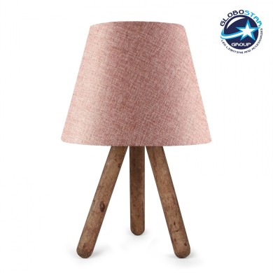 GLOBOSTAR® CAP 204-0070 Μοντέρνο Επιτραπέζιο Φωτιστικό Πορτατίφ με Ντουί 1 x E27 AC 220-240V IP20 - Καφέ & Ροζ - Μ22 x Π22 x Υ33cm